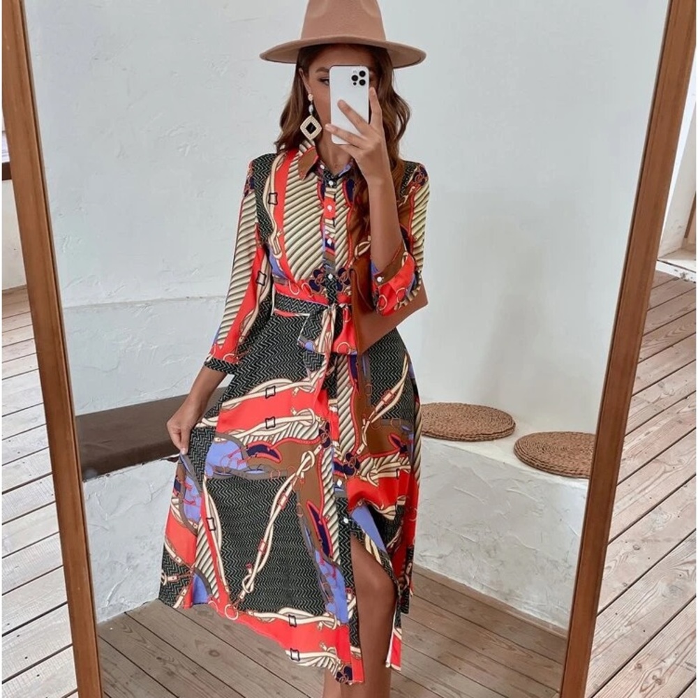 Shein scarf print dress!!